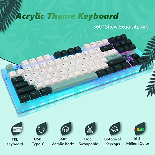 Womier K87 Tkl Keyboard, Hot Swappable Mechanical Keyboard, 87 Keys Custom Gaming Keyboard, 75% Rgb Keyboard With Botanical Keycaps For Pc Mac Ps4 Xbox Laptop - Gateron G Pro Red Switch #TOP1
