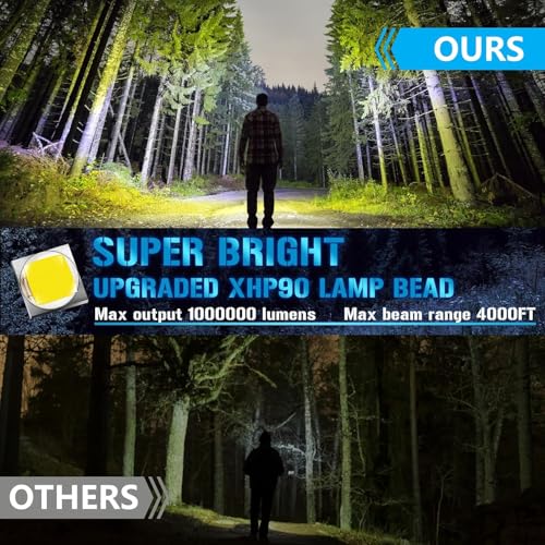 Image of CBEX Rechargeable Spotlight, Super Bright 100,000 LM LED Flashlight Handheld Spotlight 8000mAh Long Lasting Large Flashlight Searchlight and Flood Camping Flashlight with Foldable Tripod Black (PM-05)