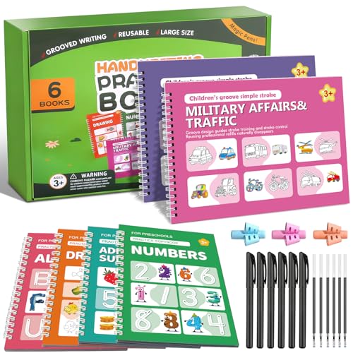 Kutixth Magisches Vorschul Übungsheft für Kinder ab 5 Jahren, Magic Grooved Handschrift-Übungsbücher für Kinder (Grün)