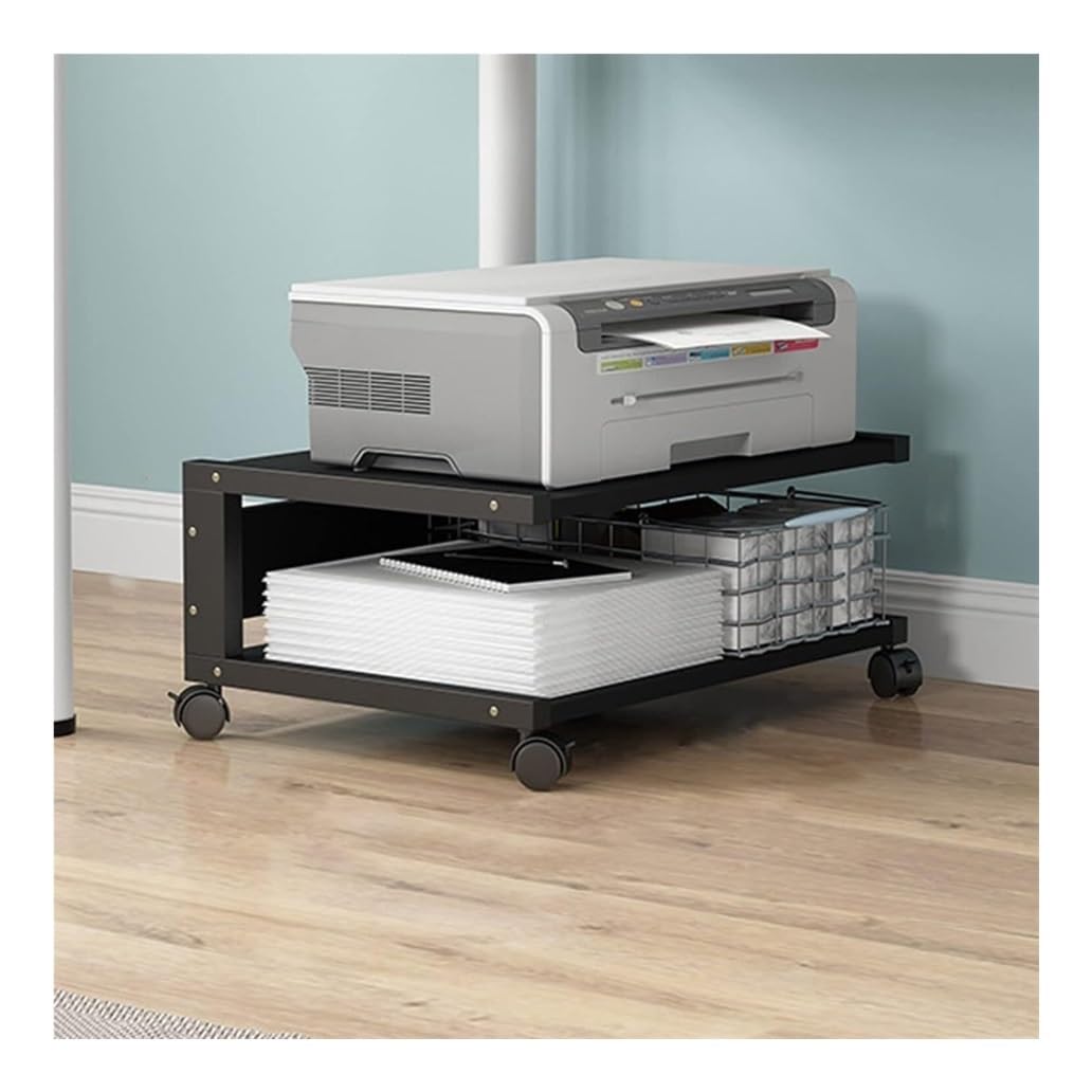 IEOWY 2-Tier Printer Stand Rolling Printer Shelf for Home Office, Mobile Copier Stand Table, Under Desk Printer Rack