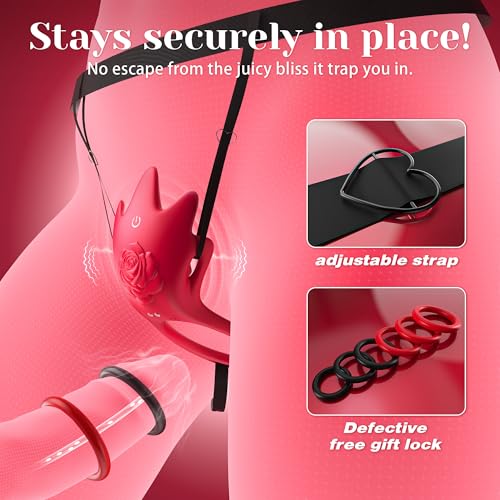 Image of Couples Sex Toys Wearable Vibrator - MOOLIGIRL AI Lover Rose Toy Vibrating Panties with APP Control, 10 Wide & Steady Stimulation Vibrators with 6 Cock Ring, BDSM Adult Toys for Couples Women Men