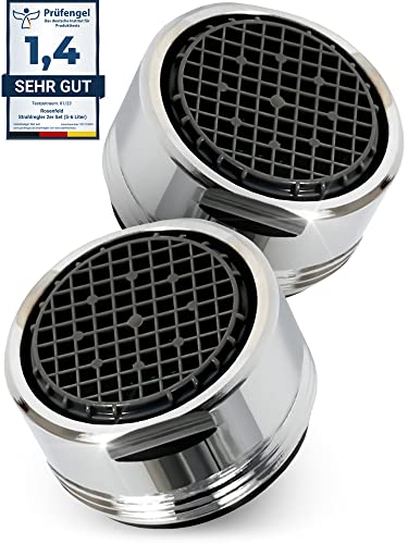 2 PC Mousseur Robinet M24 en Laiton Chromé - Économiseur d'Eau avec Filtre Anticalcaire - Économisez Jusqu'à 60% d'Eau et d'Énergie - Débit d'Eau 5 L/min