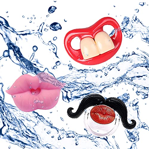 6Pcs Funny Pacifier Infant Pacifier Cute Kissable Lips And Gentleman Mustache Teeth Pacifier Soft Silicone Cute Pacifier Design With Kiss Lip For Babies And Toddlers Shower Gift Unisex-Bpa Free #TOP5