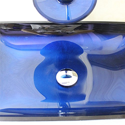 Set lavabo en verre carré d'architecte et son mitigeur cascade premium