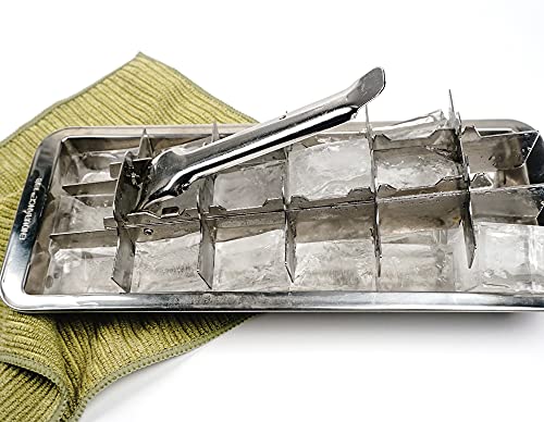 Rsvp International Endurance® Vintage Inspired Ice Cube Tray, 11" | Retro Design For Bars & Kitchens | Levers Remove Cubes | Heavy Duty Stainless Steel | Dishwasher Safe #TOP3