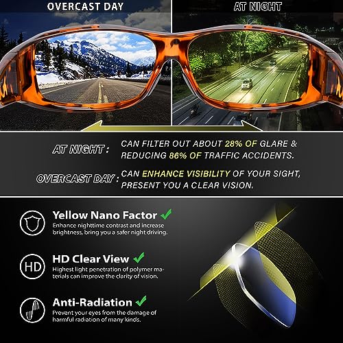 Image of URUMQI Night Vision Driving Glasses Fit Over Eyeglasses for Men Women