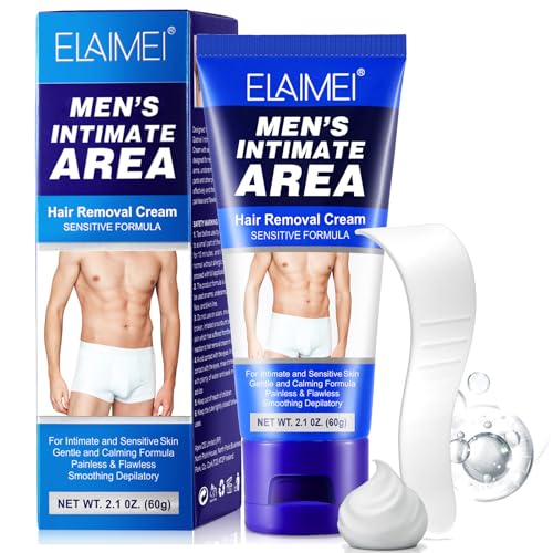 Hair Removal Cream For Men-Hair Removal Cream for Genitals-Intimate Painless Hair Remover For Sensitive Areas,pubic,Genitals,Underarms-With Gentle,Soft,Moisturising Formula 60ML (men)