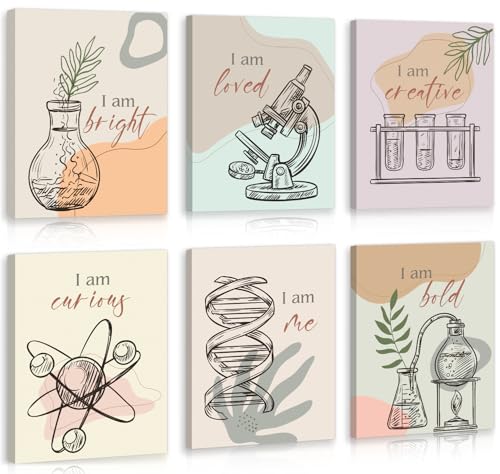 Image of CHDITB Chemical Science Art Print For Classroom, Boho Funny Chemistry Motivational Poster Set Of 6(8x10inch) Middle School Science Explore Canvas Framed Wall Art For Laboratory Lab Library Decor