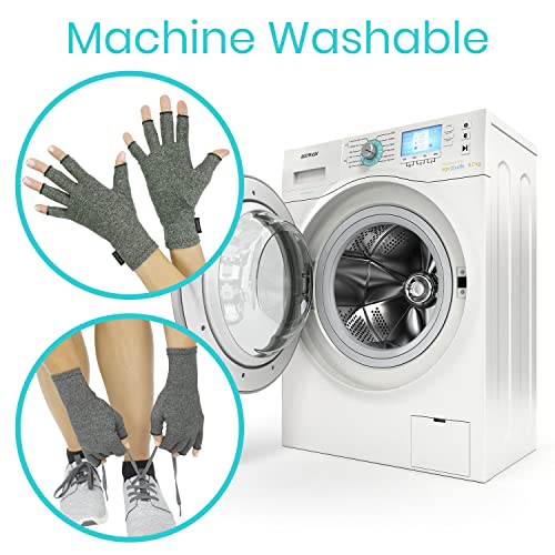 Vive Arthritis Gloves - Men, Women Rheumatoid Compression Hand Glove For Osteoarthritis- Arthritic Joint Pain Relief - Carpal Tunnel Wrist Support - Open Finger, Fingerless Thumb For Computer Typing #TOP7