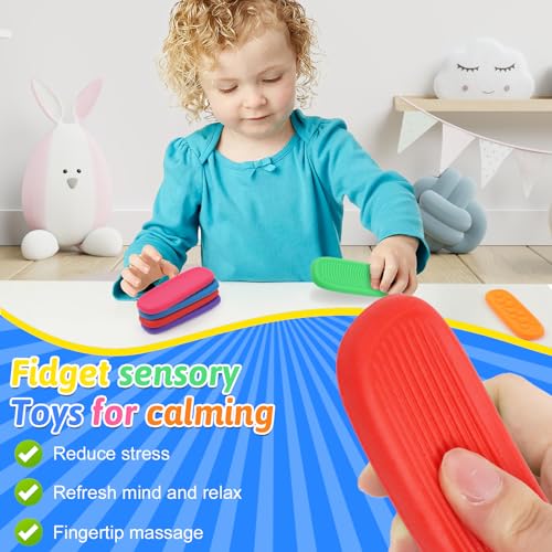 LZDMY Fidget Toys Finger 8 Stück, Sensorik Spielzeug Steine Anti Stress Kinder, Stressabbau Spielzeuge, Sensory Toys Fühlsteine Kinder, sensorisches Spielzeug Hilfsmittel für Adhs, Autismus & Angst