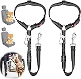 2 PCS Dog Seat Belt for Car, 3-in-1 Dog Seatbelt with Adjustable Metal Buckle, Safety Headrest Restraint Dog Car Harness with Elastic Bungee for Small Medium Large Dogs Pet