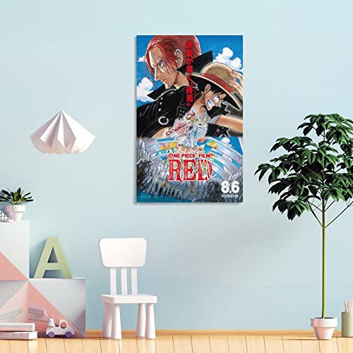One Piece Film Red Anime Movie Poster Canvas Wall Art Prints For Wall Decor Room Decor Bedroom Decor Gifts 24X36Inch(60X90Cm) Frame-Style #TOP3