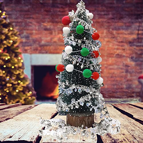 Jishi 16Ft Christmas Garland Christmas Tree Silver Bead Decor, Clear Iridescent Silver Bead Garland Twist Bead String For Christmas Tree Decoration, Rustic Crystal Garland Ornaments Home Decorations #TOP4