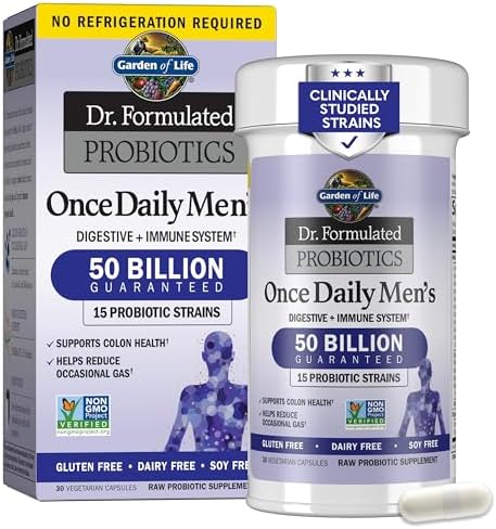 Garden of Life Probiotic Supplement for Men - Dr. Formulated Once Daily Mens for Digestive Health, Shelf Stable, 30 Capsules, 0.095 grams
