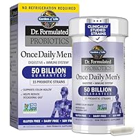 Garden of Life Probiotics for Men, Dr Formulated 50 Billion CFU 15 Probiotics for Digestive Health + Organic Prebiotic Fiber, Colon & Immune Support, Daily Gas Relief, Shelf Stable, 30 Capsules