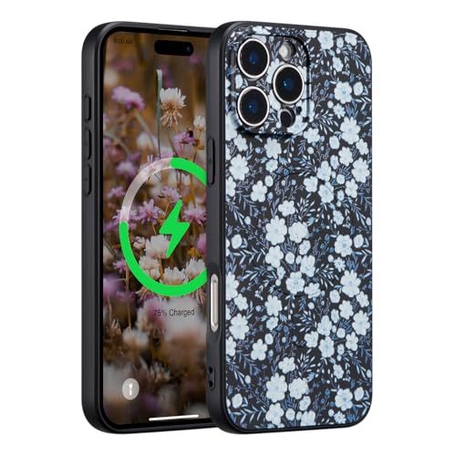 Coque iPhone 16 Pro Max fleur magnétique compatible MagSafe silicone antichoc
