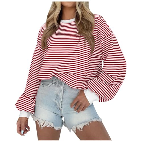 Sweatshirt femme design rayé coloré haut manches longues coupe ajustée col rond taille S