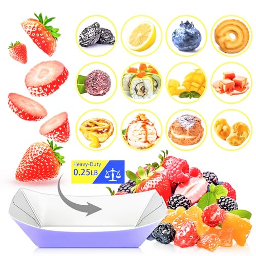 MotBach 100 Pack Colorful 1/4Lb Paper Food Boat Trays Disposable Small Paper Boats Plates Containers, 0.25Lb Mini Kraft Food Serving Boat Tray Bowl for Snack Fries Dessert Popcorn Sauce BBQ Taco Nacho - Thumbnail 6