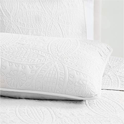 Mellanni King Bedspread Coverlet Set - Bedding Cover with Shams - Ultrasonic Quilting Technology - 3 Piece Oversized Quilt Set - Bedspreads & Coverlets (King, White) - Image 4