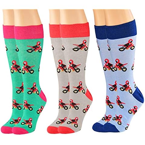 ARAD Motorcycle Socks, Fun Socks, Long Novelty Socks, Biker Chic, Unisex-3 Pairs Cover