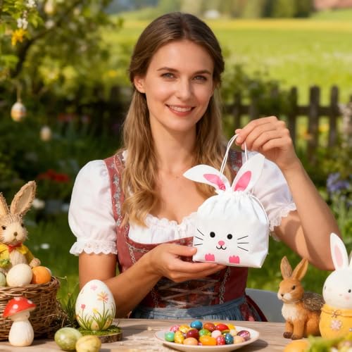 50 Stück Ostertüten Klein, Ostertüten zum Befüllen, Geschenktüten Ostern, Hasenohren Design Partytüten, SüßIgkeiten Tüten, Osterhasen Tüte, Kleine Ostergeschenke Osternest Füllung