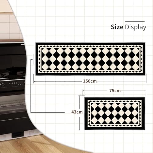 Image of Kitchen Anti Slip Mat for Floor, Waterproof Washable Kitchen Mats, Non Slip Kitchen Floor Mats for Home, Soft Mats for Kitchen, Kitchen Mats for Floor Anti Slip (Chess Style)