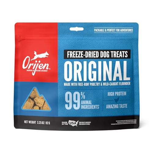ORIJEN Grain Free High Protein Freeze Dried Dog Treats Original Recipe 3.25oz Bag