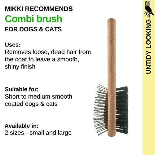 Mikki 6280014 Bambus-Kombibürste für glattes kurzes und mittellanges Fell, Für Hunde und Katzen, Hergestellt aus nachhaltigem BambusFür die Pflege von struppigem Fell, Klein, S, 69 g