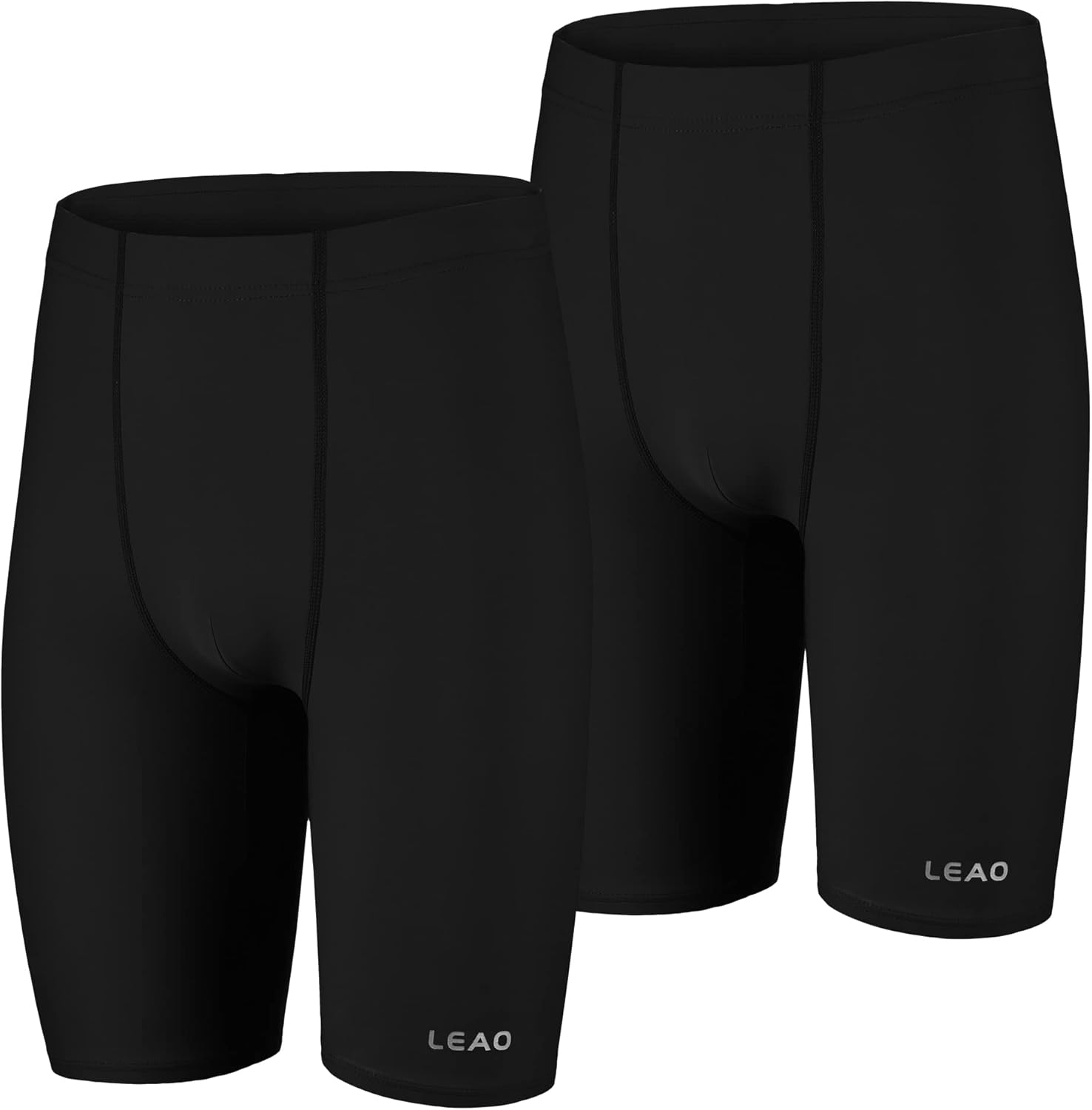 LEAO Youth Boys Swim Jammers Solid Swimsuit UPF 50+ Sun Pretection Quick Dry Athletic Swimming Shorts