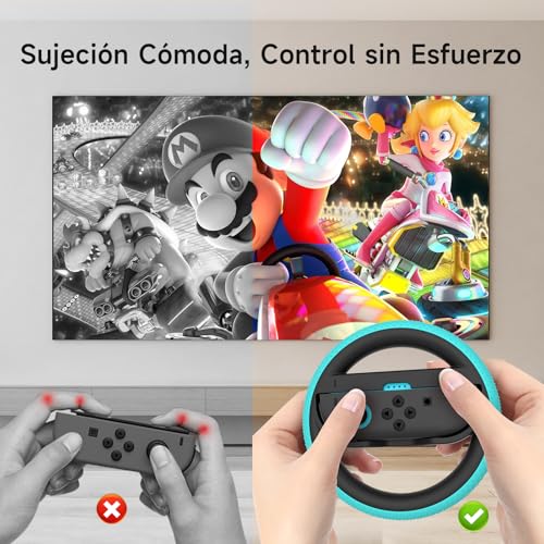 Volante Nintendo Switch 2 Joycon accesorios Mario Kart World azul naranja 3