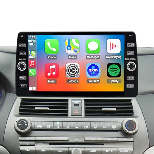 4G LTE QLED Radio for Honda Accord 8th 2008 2009 2010 2011 2012 Upgrade,8-Core CPU Touch Screen Stereo,Wireless CarPlay & Android Auto,Free Camera
