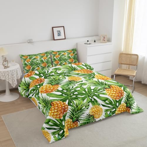 Feelyou-Cartoon-Pineapple-Bedding-Set-Fruit-Style-Comforter-Set-for-Kids-Boys-Girls-Yellow-Pineapple-and-Green-Leaf-Comforter-Fresh-Pineapple-Pattern-Quilt-Set-with-2-Pillowcases-3Pcs-Bedding-King 51sJMvFOYnL