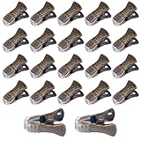 CRASPIRE 35 pz. Morsetti A Coccodrillo Piccoli in Metallo Antiscivolo Mini Clip A Molla in Silicone Bulldog da 0.8 x 0.4 Pollici in Lega di Bronzo Anticato per Badge di Carta Porta Badge Cordini