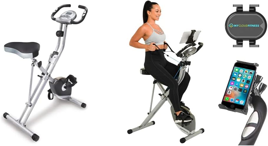 Folding Exercise Bike, 8 Levels of Resistance Stationary Bike, Bluetooth tracking & Tablet Holder options available