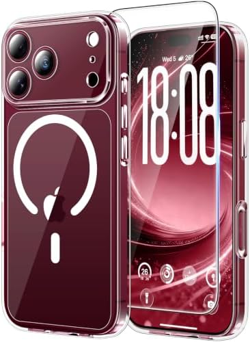 TAURI für iPhone 18 Pro Hülle 6,3" mit Schutzfolie - Durchsichtig | Kompatibel mit MagSafe, Vollständiger Kameraschutz, Stoßfest Militärstandard Magnetisch Handyhülle