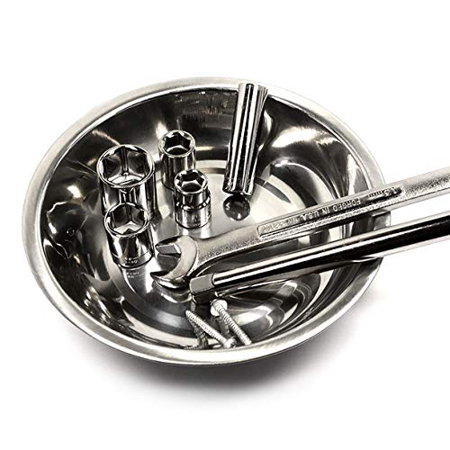 2 Pieces Of 6" Stainless Magnetic Tray W/Strong Magnets For Tools & Hardware | Magnetic Tool Tray Or Organizer For Mechanics & Handyman, Magnetic Disc For Auto Shop And Workshop #TOP17