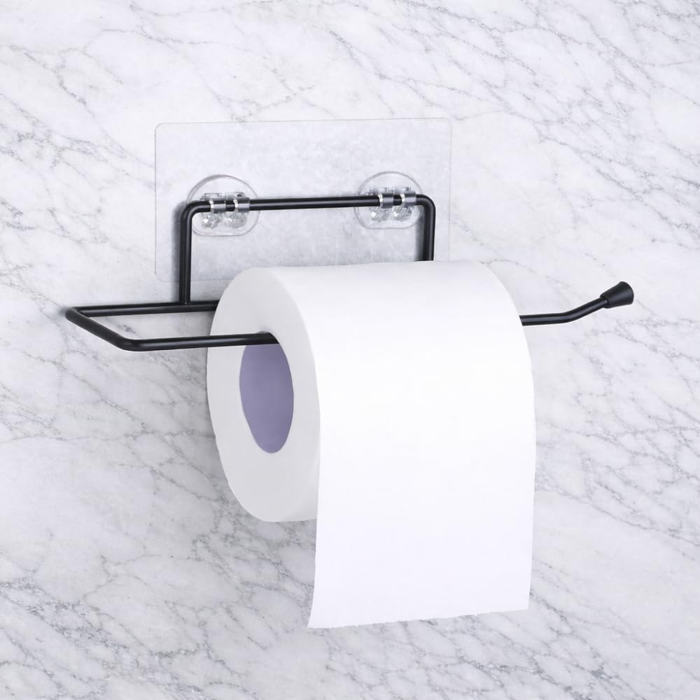 Self Adhesive Toilet Paper Holder - Black (Pack of 2) -2