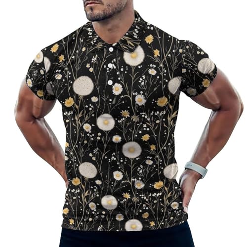 Polo de golf homme imprimé pâquerettes doudoune confort t-shirt