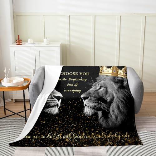 Couverture en flanelle de qualité supérieure : motif lion couronne noir - 3