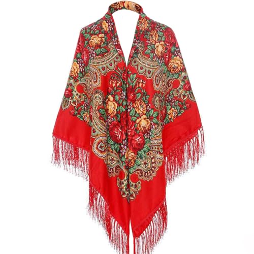 Russian Style Muffler Scarf Women's Traditional Scarf Wrap Tassel Shawl Fringes Neck Head Shawl Retro Scarf