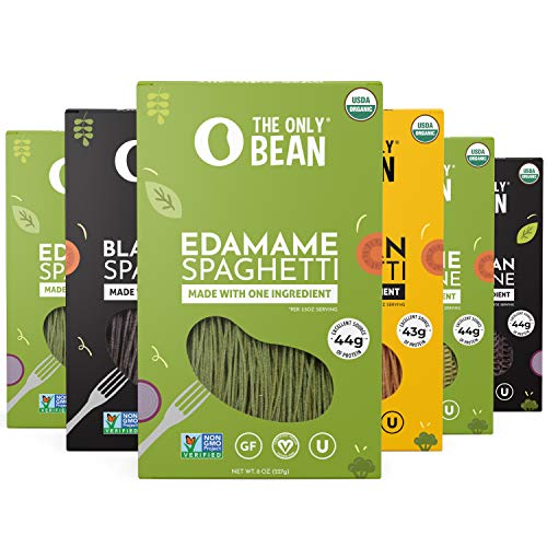 The Only Bean - Soy, Black Bean, and Edamame Spaghetti & Fettuccine - Gluten Free Pasta, Keto Low Carb Pasta Noodles, Protein Pasta, Organic Healthy Noodles, Vegan Pasta - 8 oz (6 Pack) (Variety Pack)