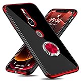 Xperia XZ3 ケース リング付き クリア 耐衝撃 スタンド機能 透明 TPU 車載ホルダー対応 落下防止 防塵 薄型 軽量 一体型 変形防止 全面保護カバー ソニー カバー 赤 W-YXZH-21-04