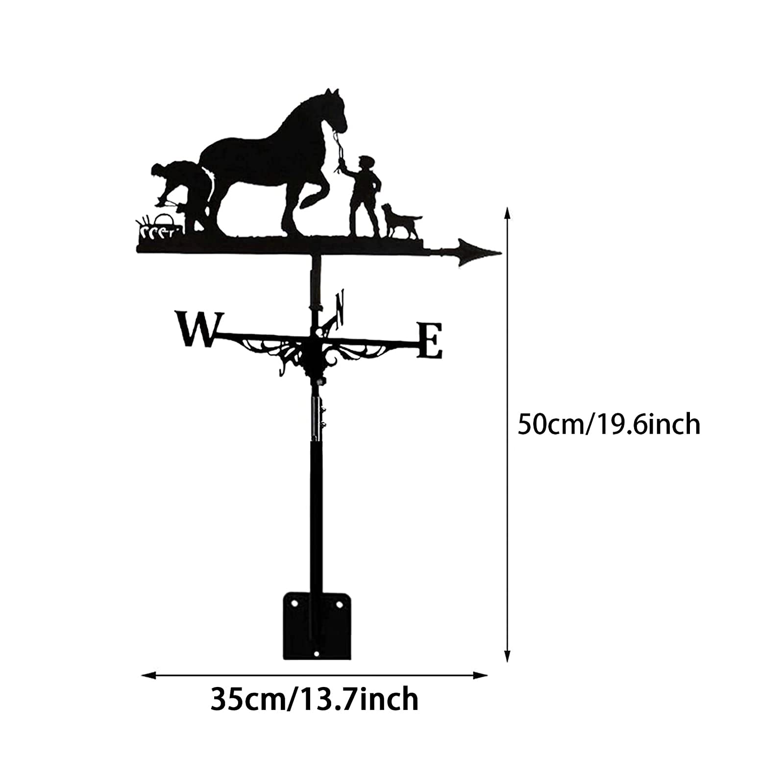 Girouette en forme de cheval de ferme, en acier inoxydable peint à la bomb
