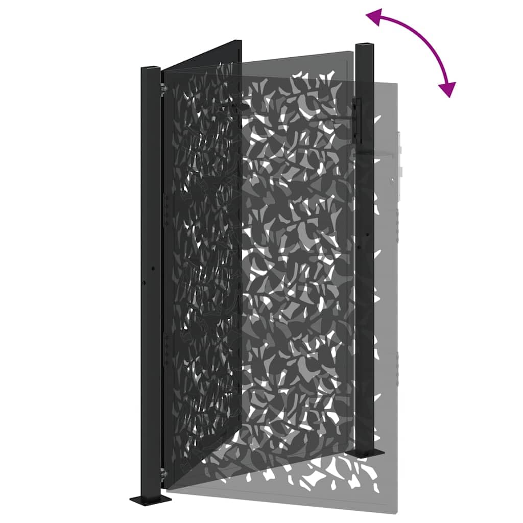 vidaXL Puerta de jardín de diseño de Hojas de Acero Negra 100x150 cm, Puerta de Cerca, Puerta Exterior, Puerta de Metal, Puerta de Seguridad