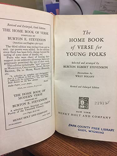 The Home Book of Verse For Young Folks B004D9CB74 Book Cover