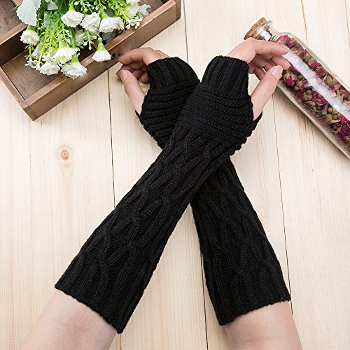 Image of Bold N Elegant Extended Finely Knitted Woollen Warm Comfortable Fingerless Thermal Mitts Winter Accessories Hand Warmer Gloves for Women