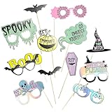 Cheerland Halloween Photo Booth Props Colorful Pastel Selfie Props 12 pcs for Playful Halloween Party Decorations Accessories