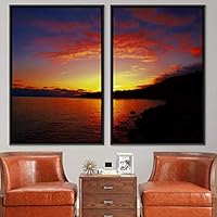 2 Piece Framed Canvas Wall Art Sunset and Ocean Landscape Canvas Prints Home Artwork Decoration for Living Room,Bedroom - 16