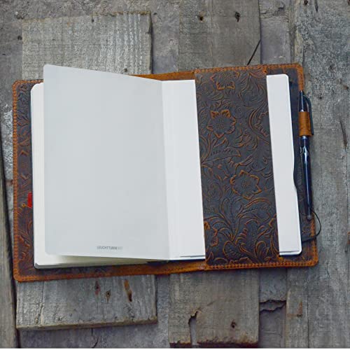 JJNUSA Ledereinband, kompatibel mit Leuchtturm1917 Composition B5, 17,8 x 25,4 cm, Notizbuch, Reisetagebuch, Used-Look, nachfüllbar, Blumenmuster, Braun