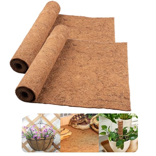 Lot de 2 rouleaux de revêtement en fibre de coco naturelle réutilisable pour panier suspendu - 100 x 40 cm